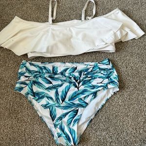 High waisted flounce top two piece swimsuit size 18